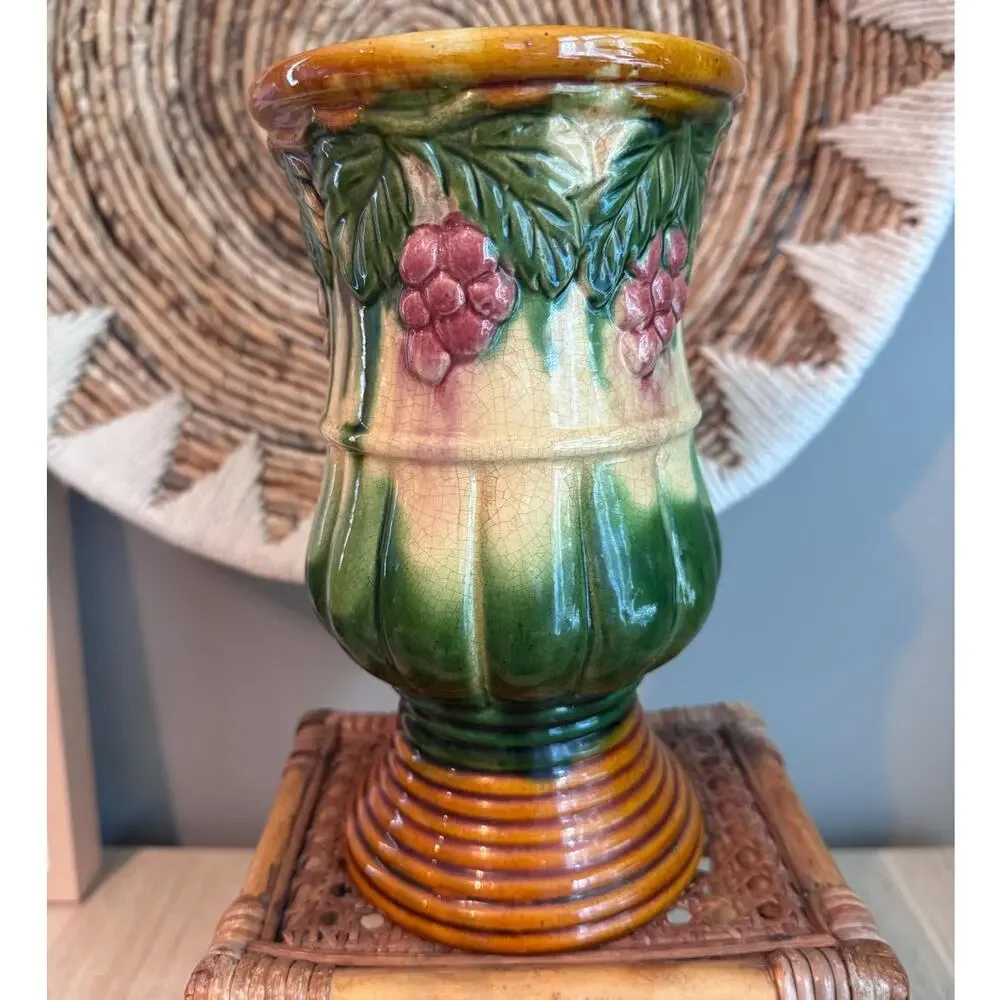 Vintage 1920s American Majolica Pottery Vase – Mccoy Drip Glaze Ceramics